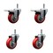 Service Caster 3.5'' Red Poly Wheel Swivel 7/16'' Stem Caster Set 2 Total Lock Brake, 4PK SCC-GRTTL20S3514-PPUB-RED-716138-2S2 - alternate 1